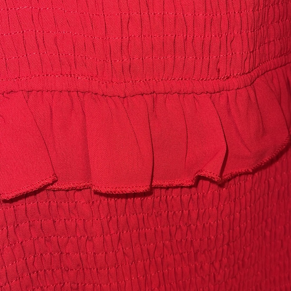 Red Scrunchie Ruffle Mini Dress - Picture 2 of 6